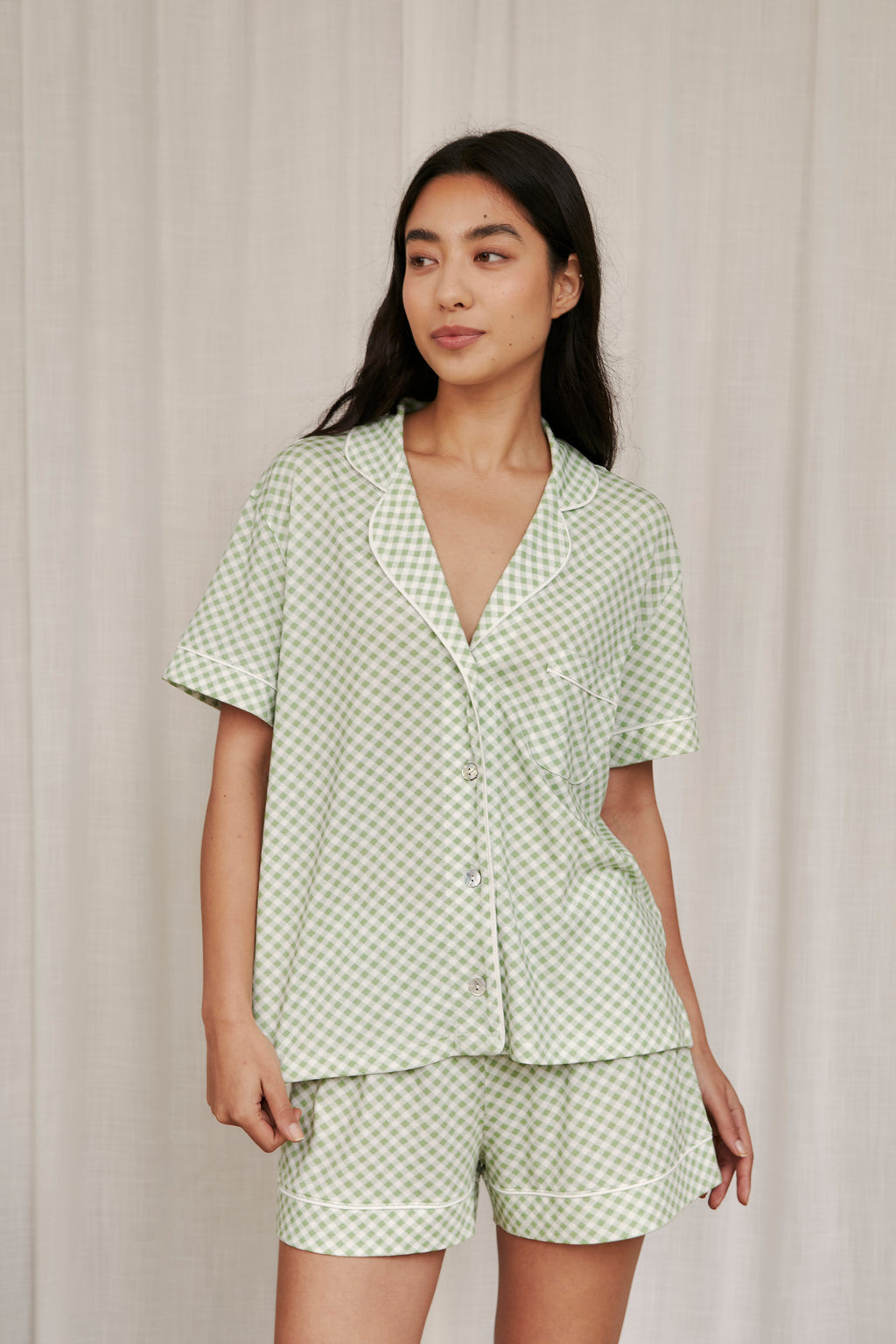 Pijama Boyfriend Short Gingham Green