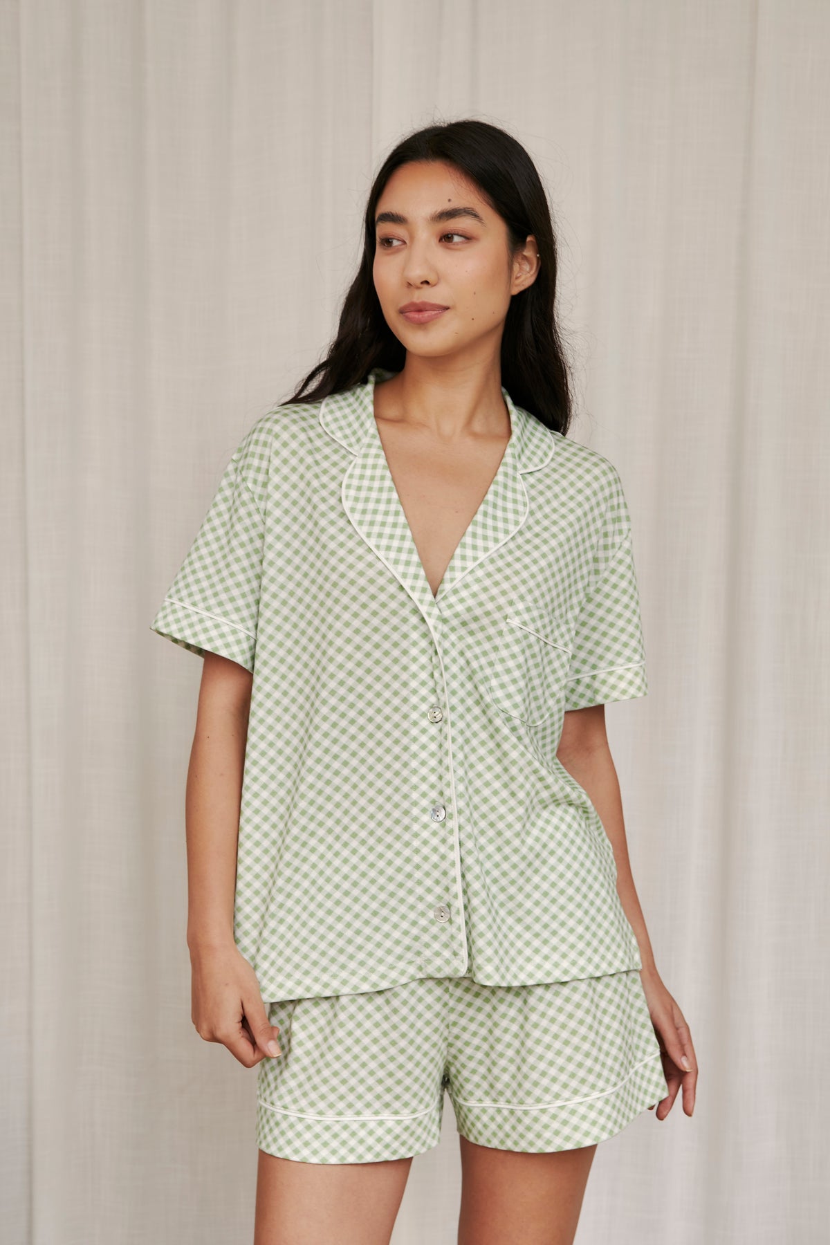 Pijama Boyfriend Short Gingham Green
