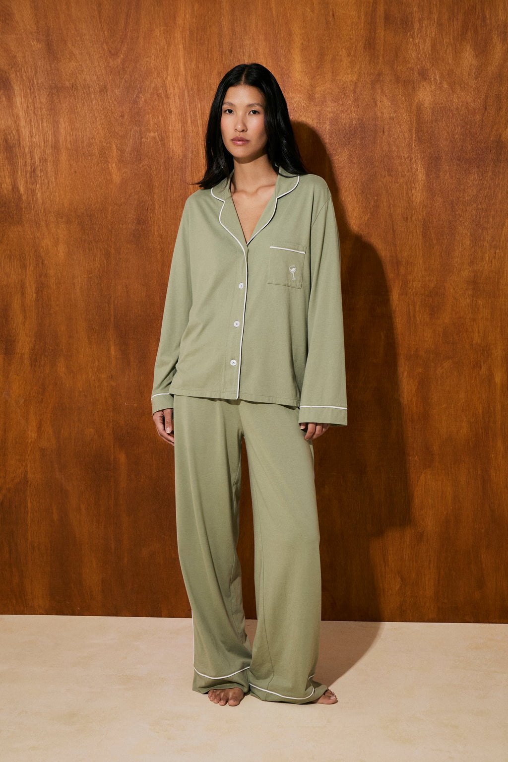 Pijama Boyfriend 100% Algodón Pima - Sage Green
