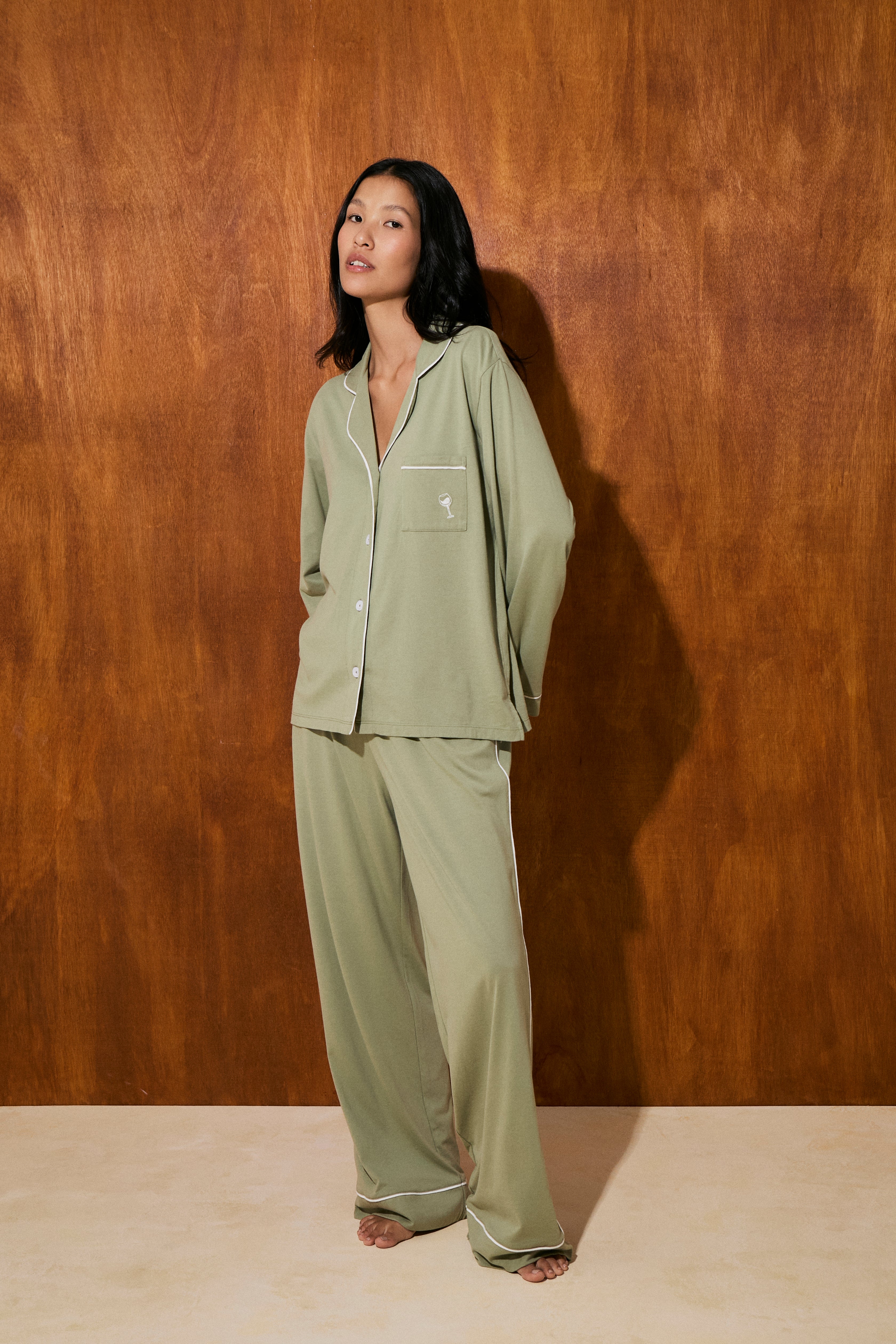 Pijama Boyfriend 100% Algodón Pima - Sage Green