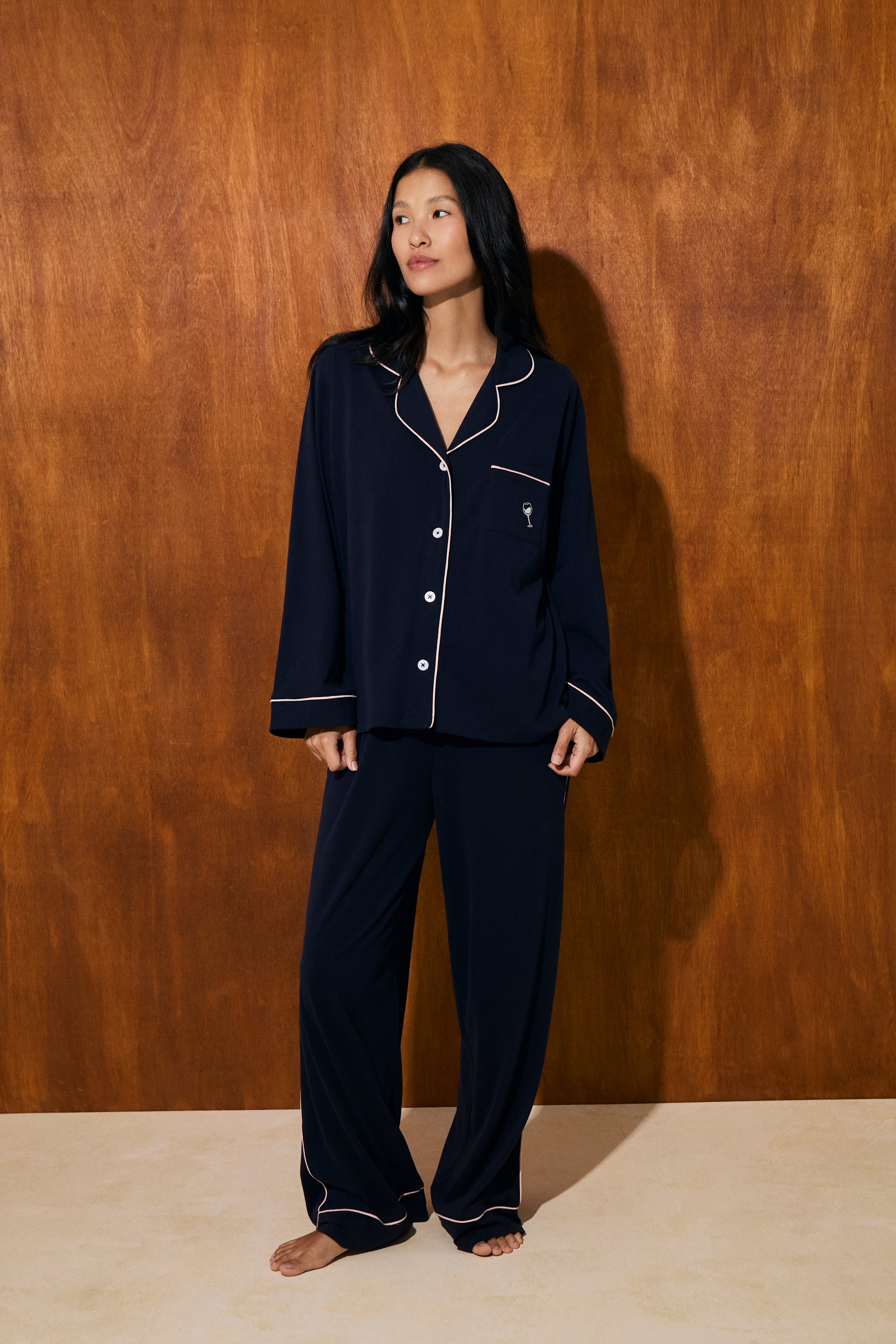 Pijama Boyfriend 100% Algodón Pima - Midnight Blue