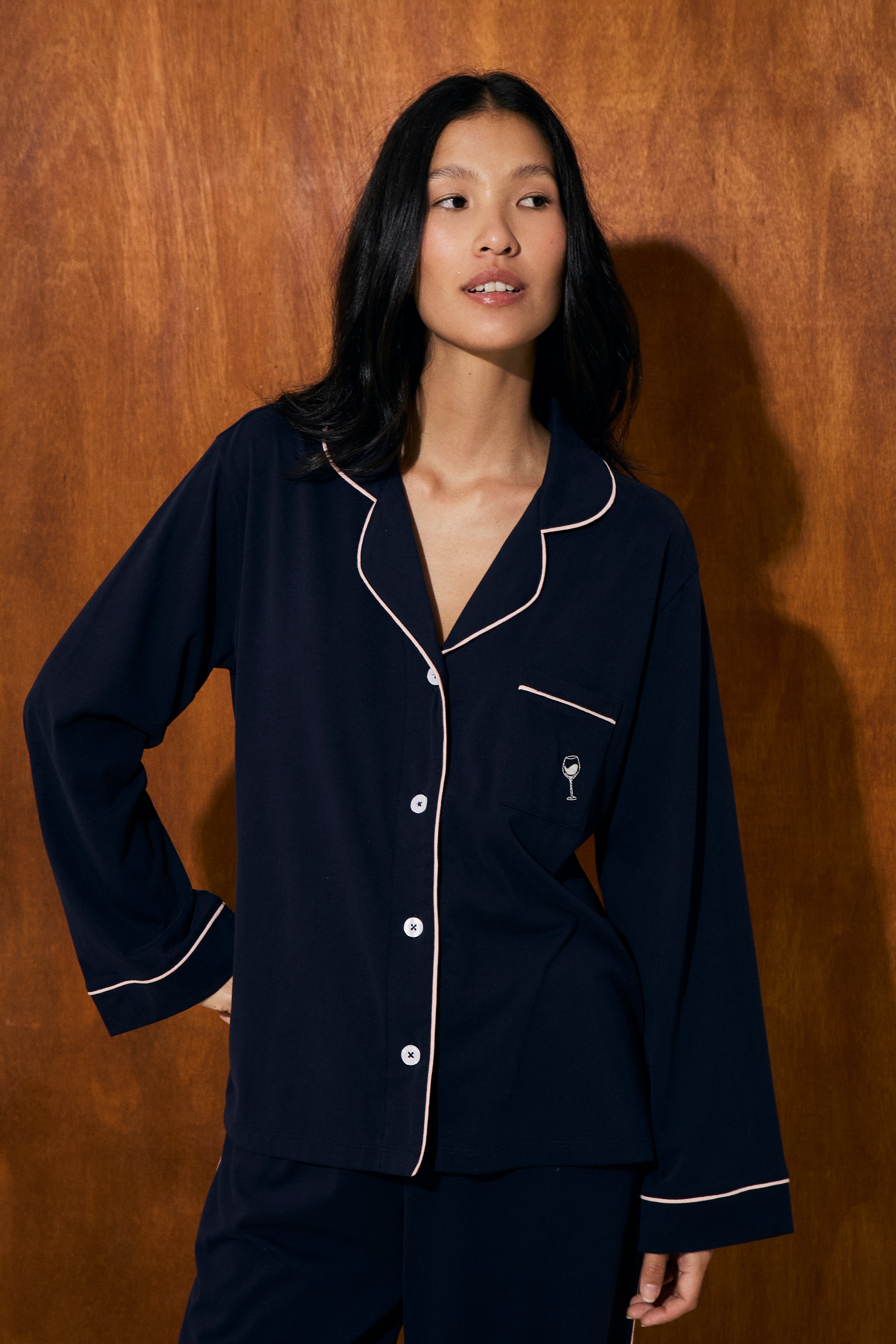 Pijama Boyfriend 100% Algodón Pima - Midnight Blue