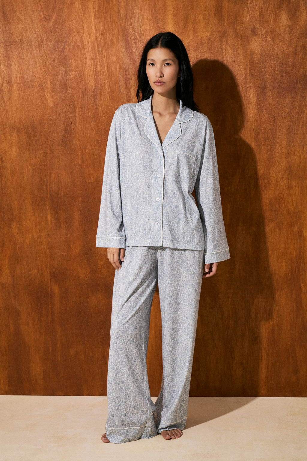 Pijama Boyfriend 100% Algodón Pima - Blue Paisley