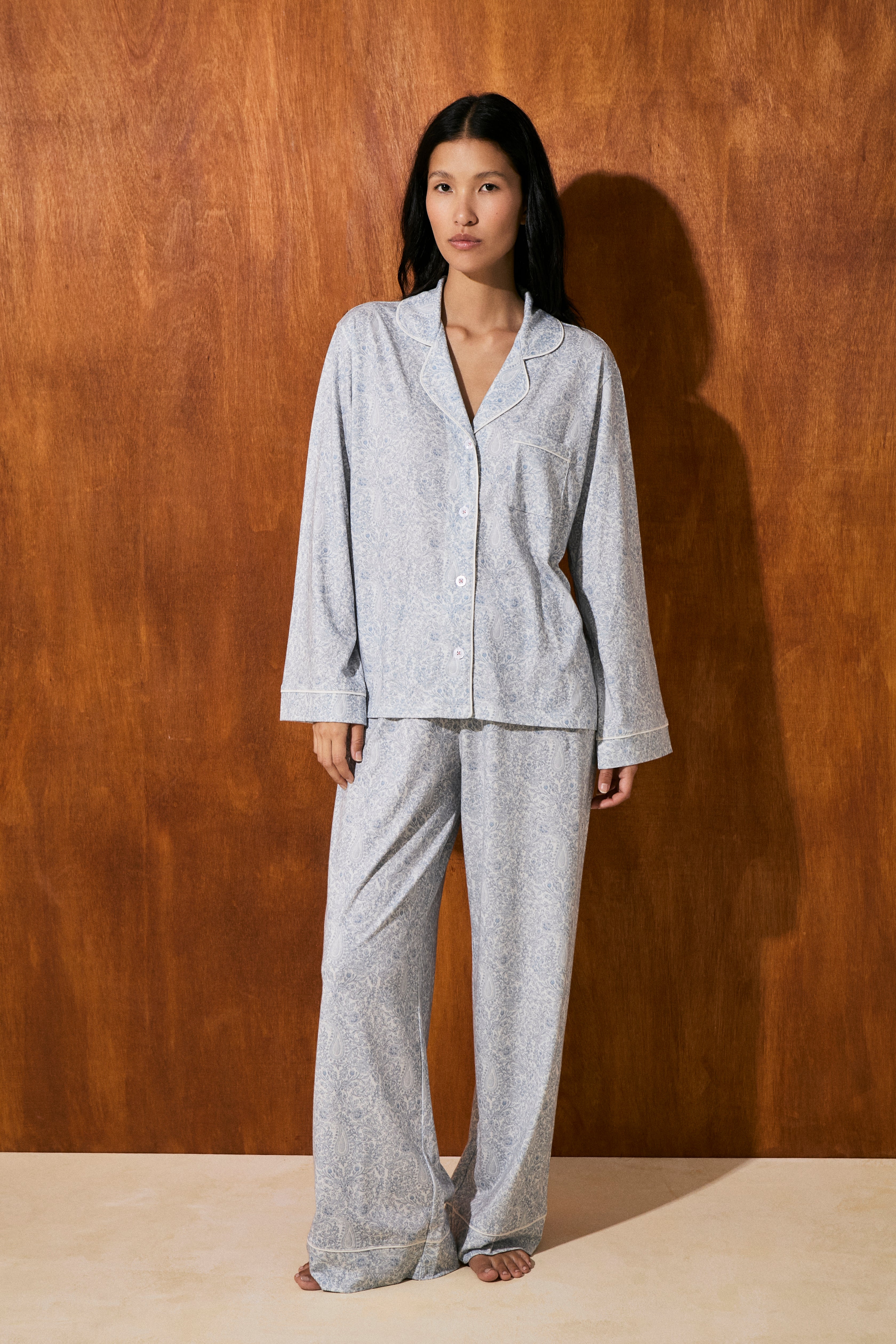 Pijama Boyfriend 100% Algodón Pima - Blue Paisley