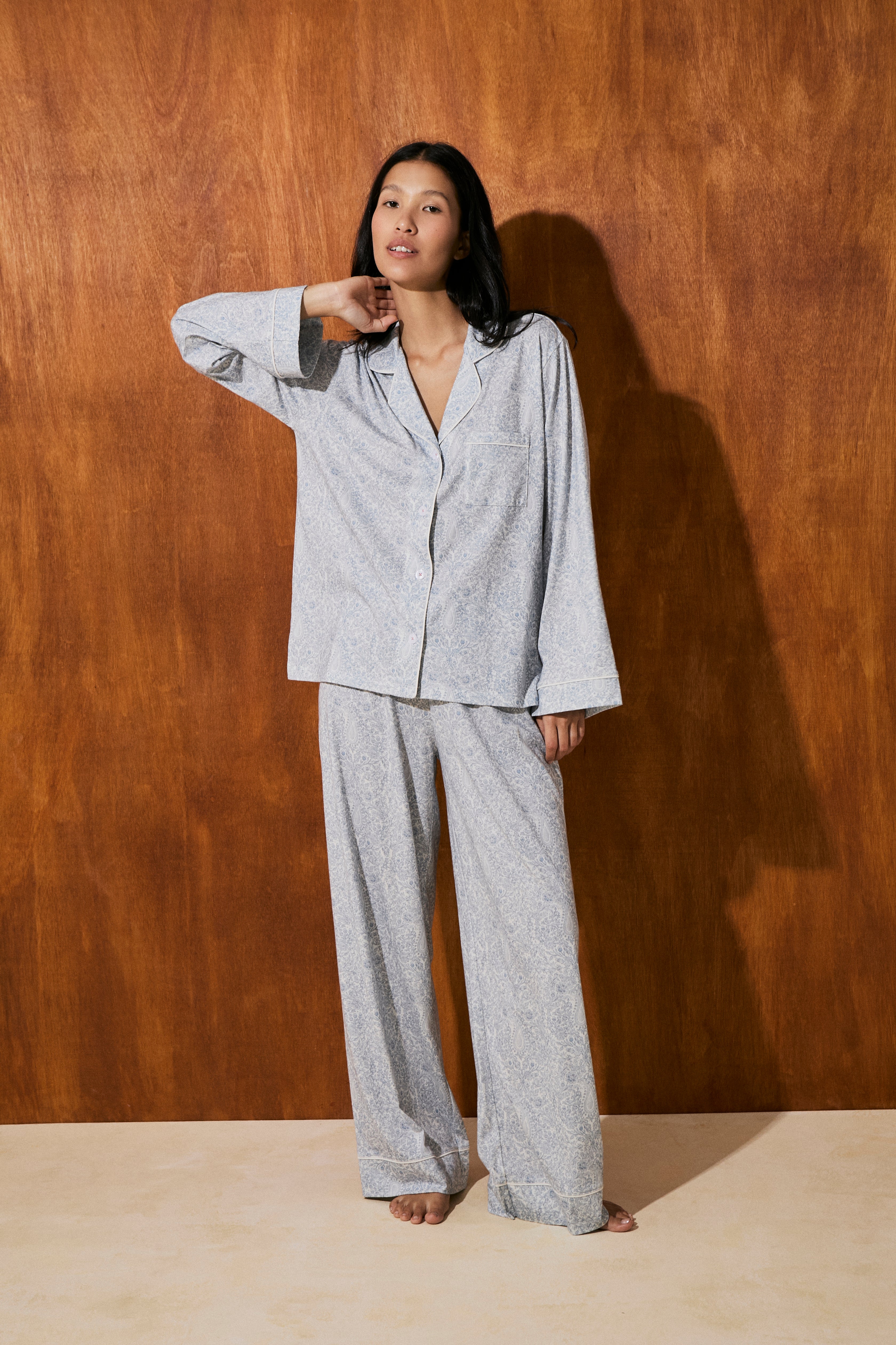 Pijama Boyfriend 100% Algodón Pima - Blue Paisley