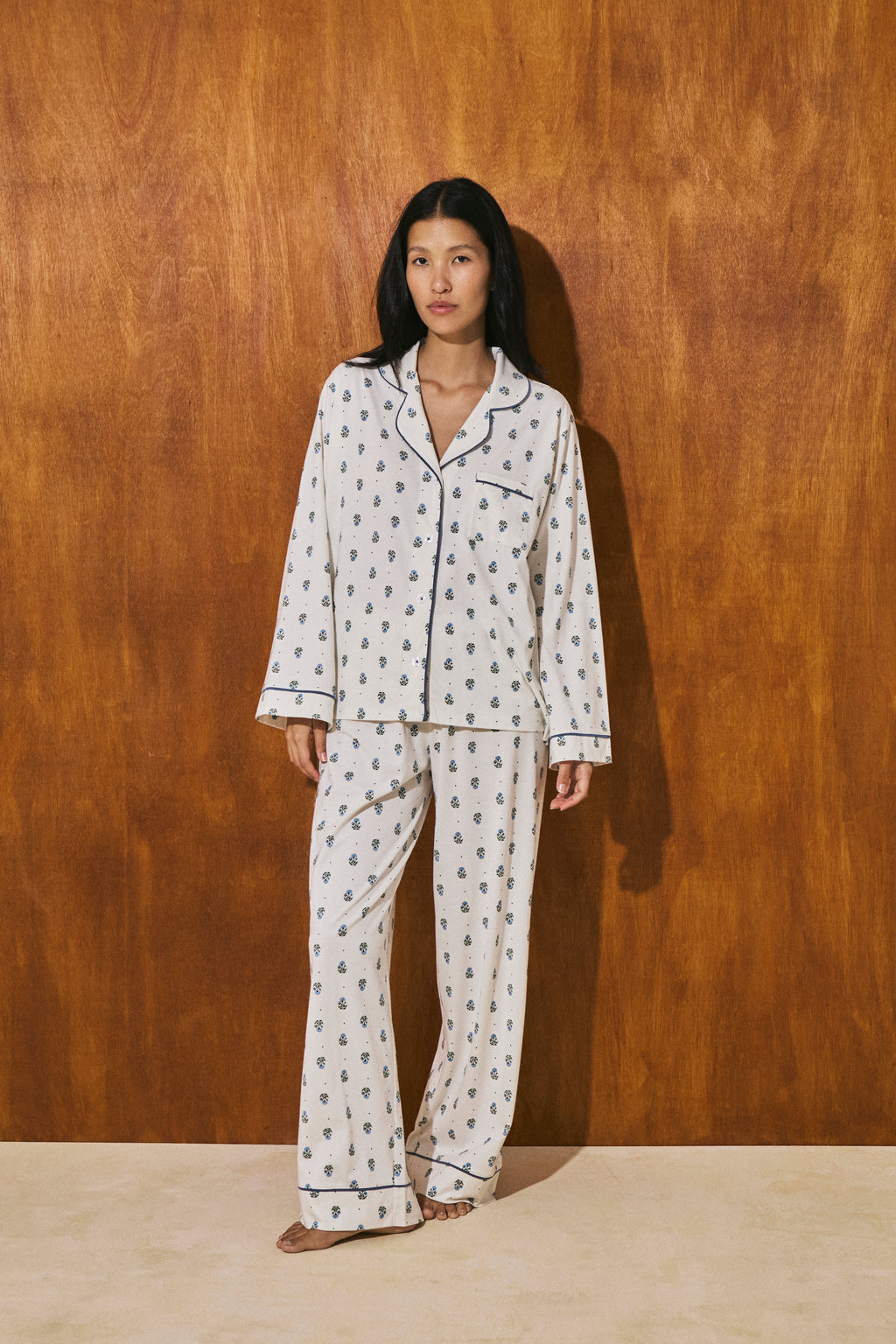 Pijama Boyfriend 100% Algodón Pima - Flower Dots