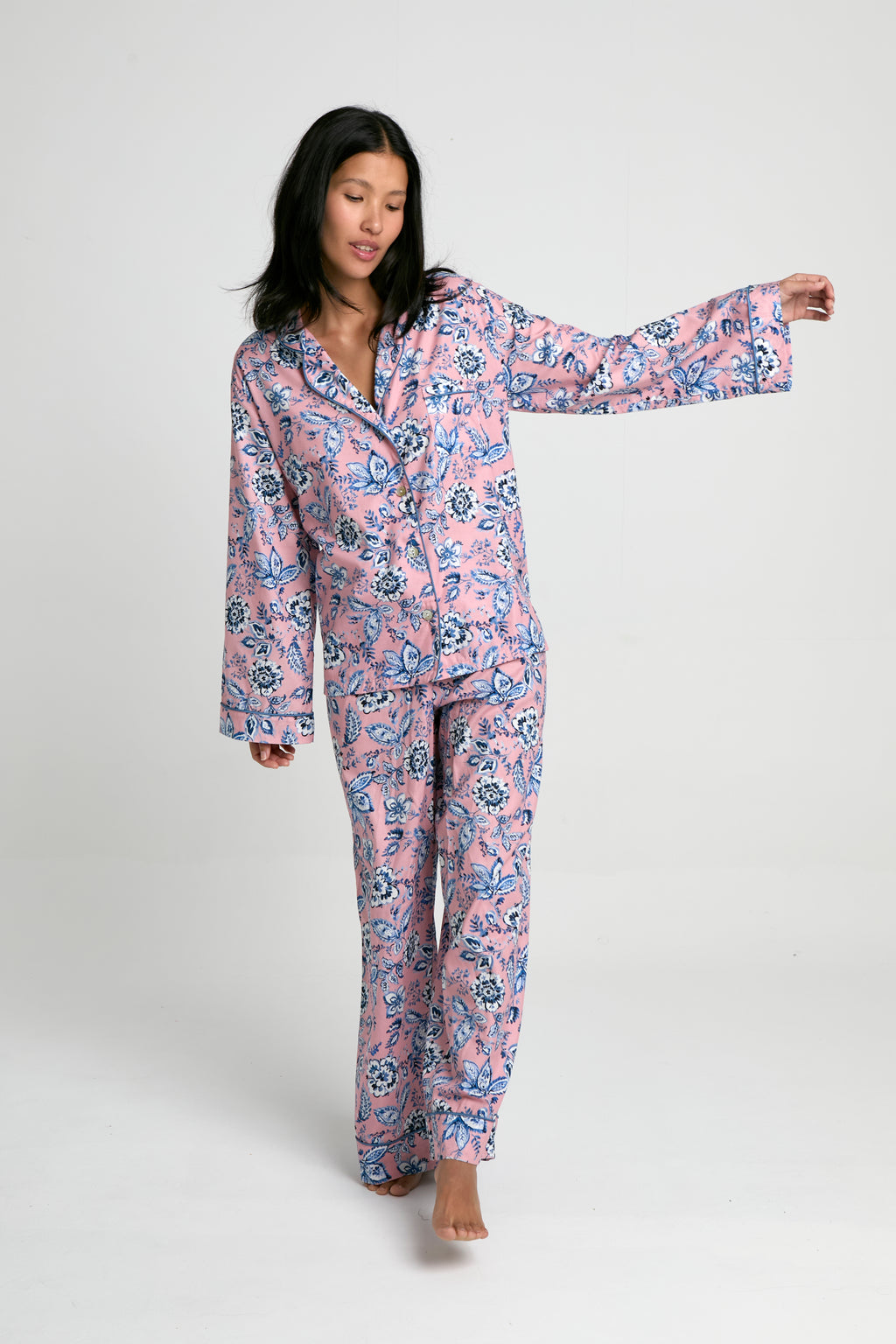 Pijama Boyfriend Blue Rose 100% algodón pima