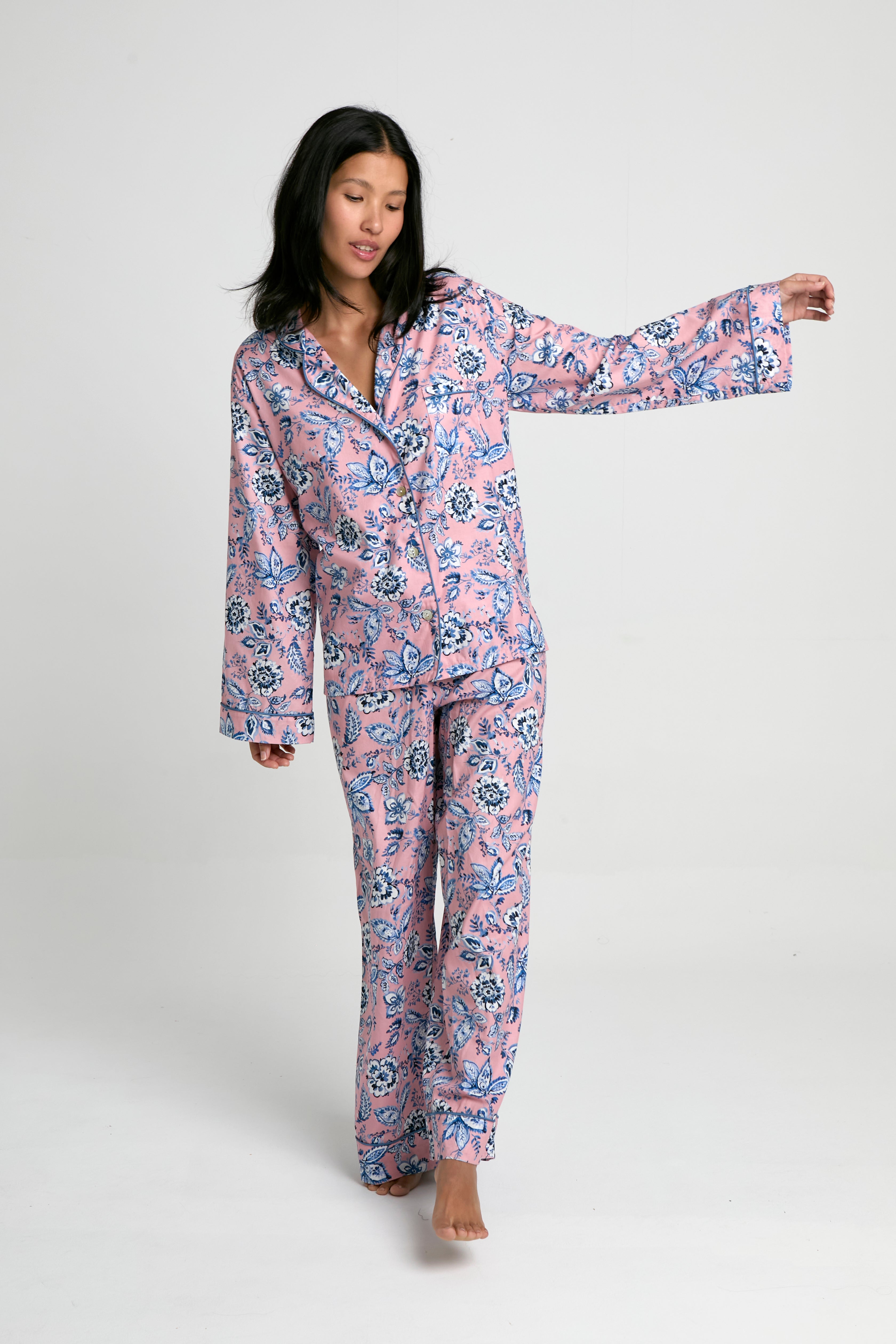 Pijama Boyfriend Blue Rose 100% algodón pima