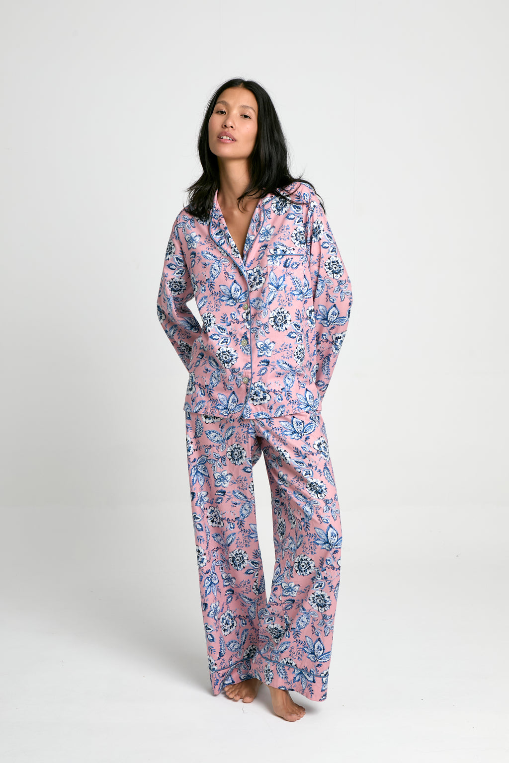 Pijama Boyfriend Blue Rose 100% algodón pima