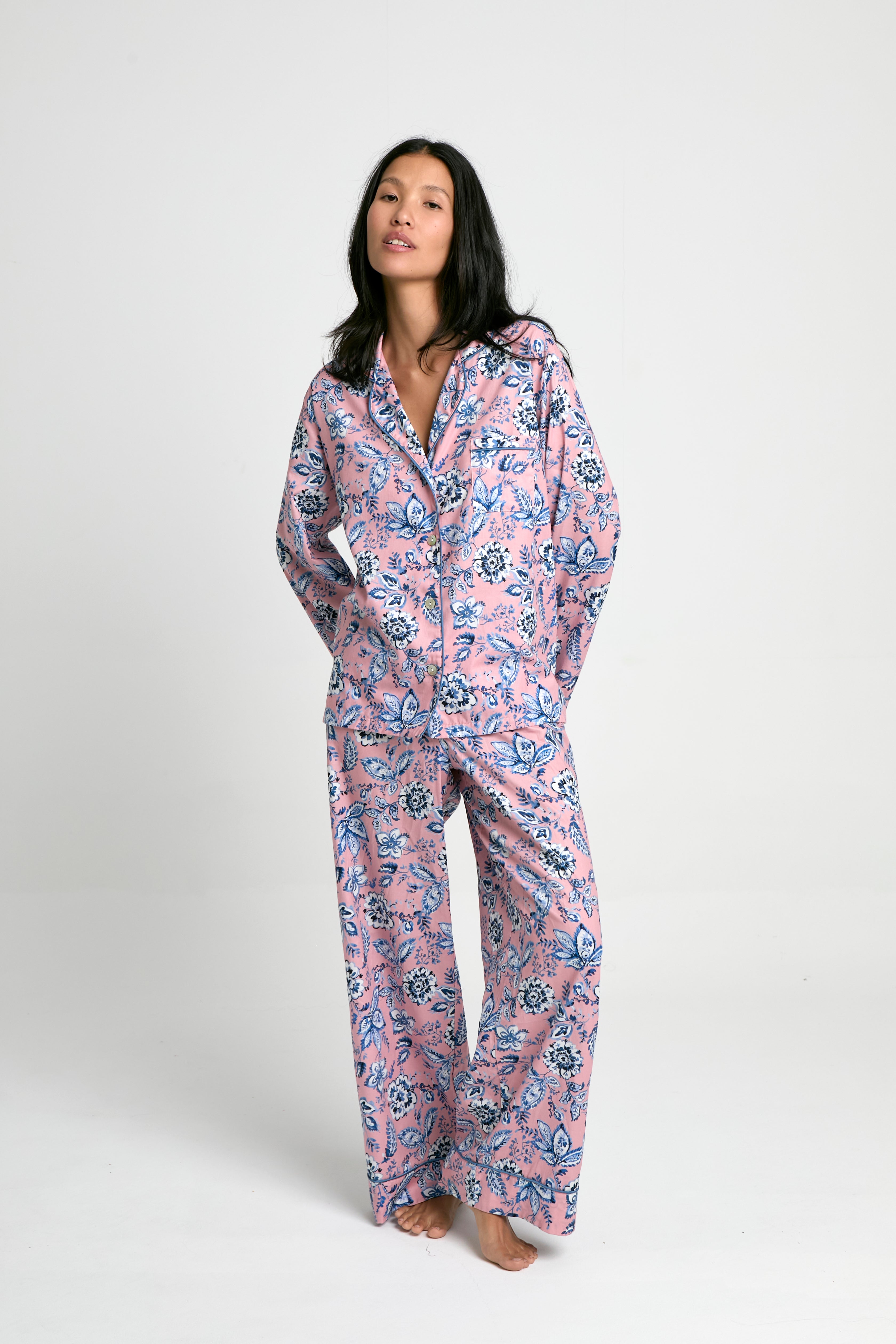 Pijama Boyfriend Blue Rose 100% algodón pima