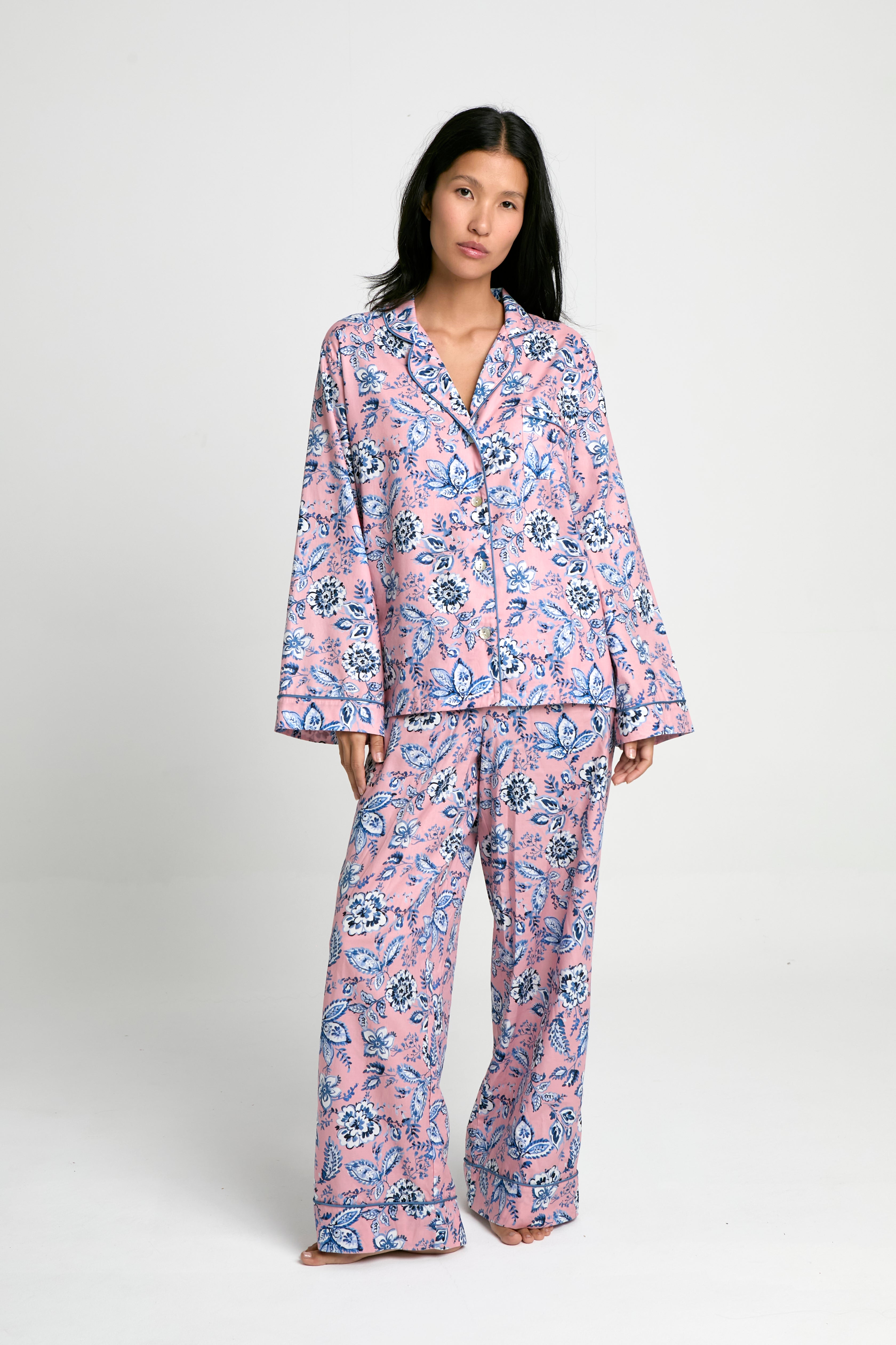 Pijama Boyfriend Blue Rose 100% algodón pima