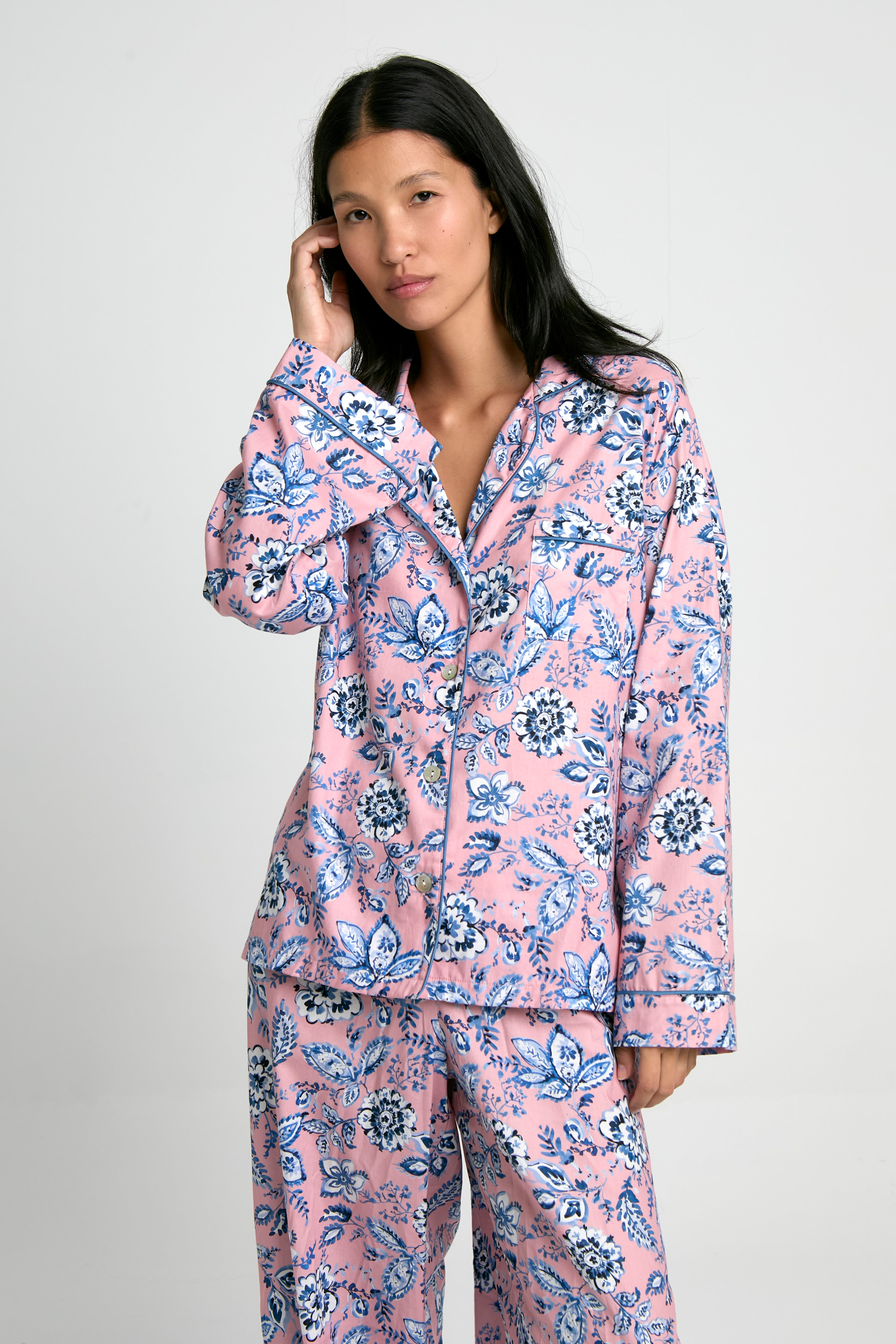 Pijama Boyfriend Blue Rose 100% algodón pima