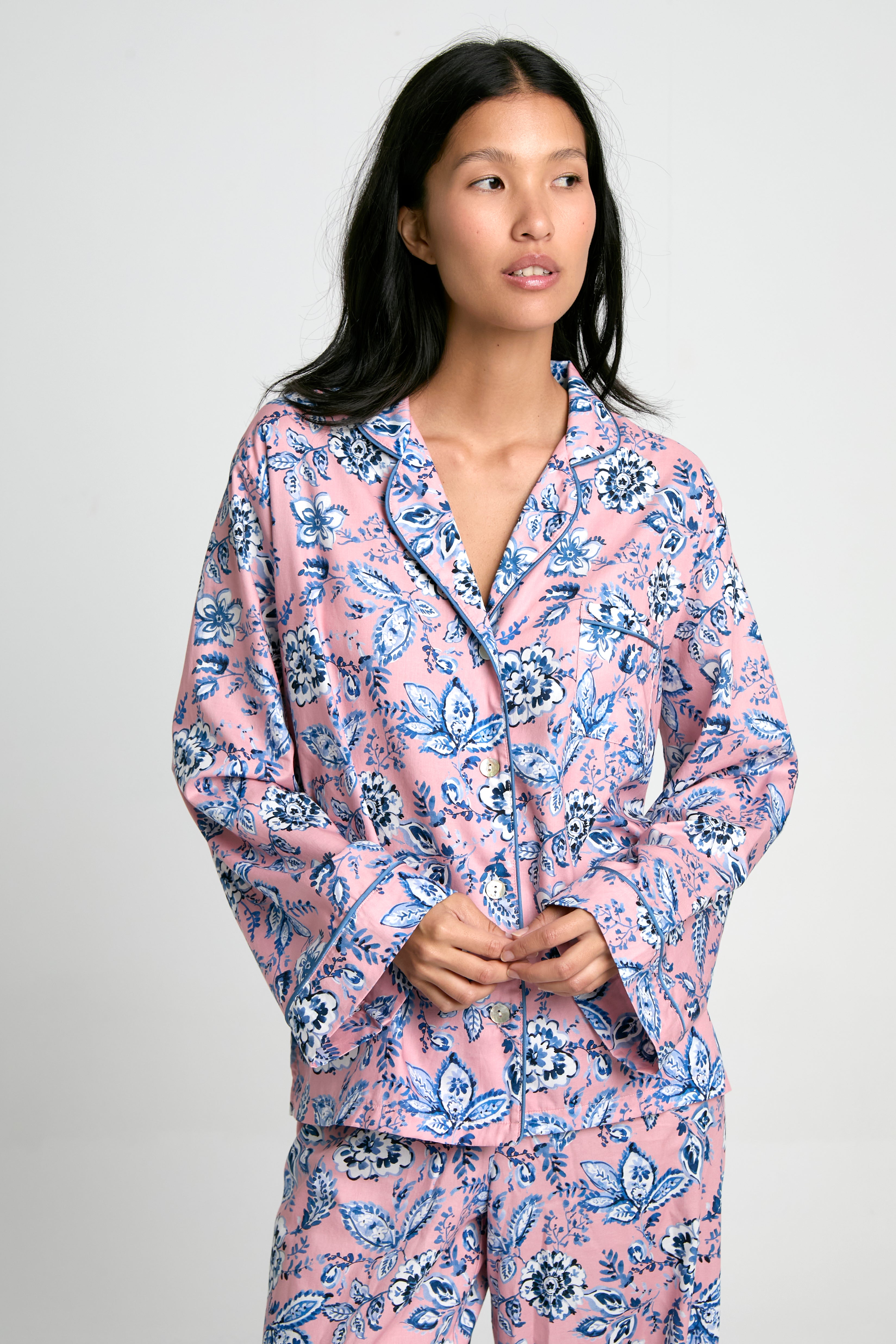 Pijama Boyfriend Blue Rose 100% algodón pima