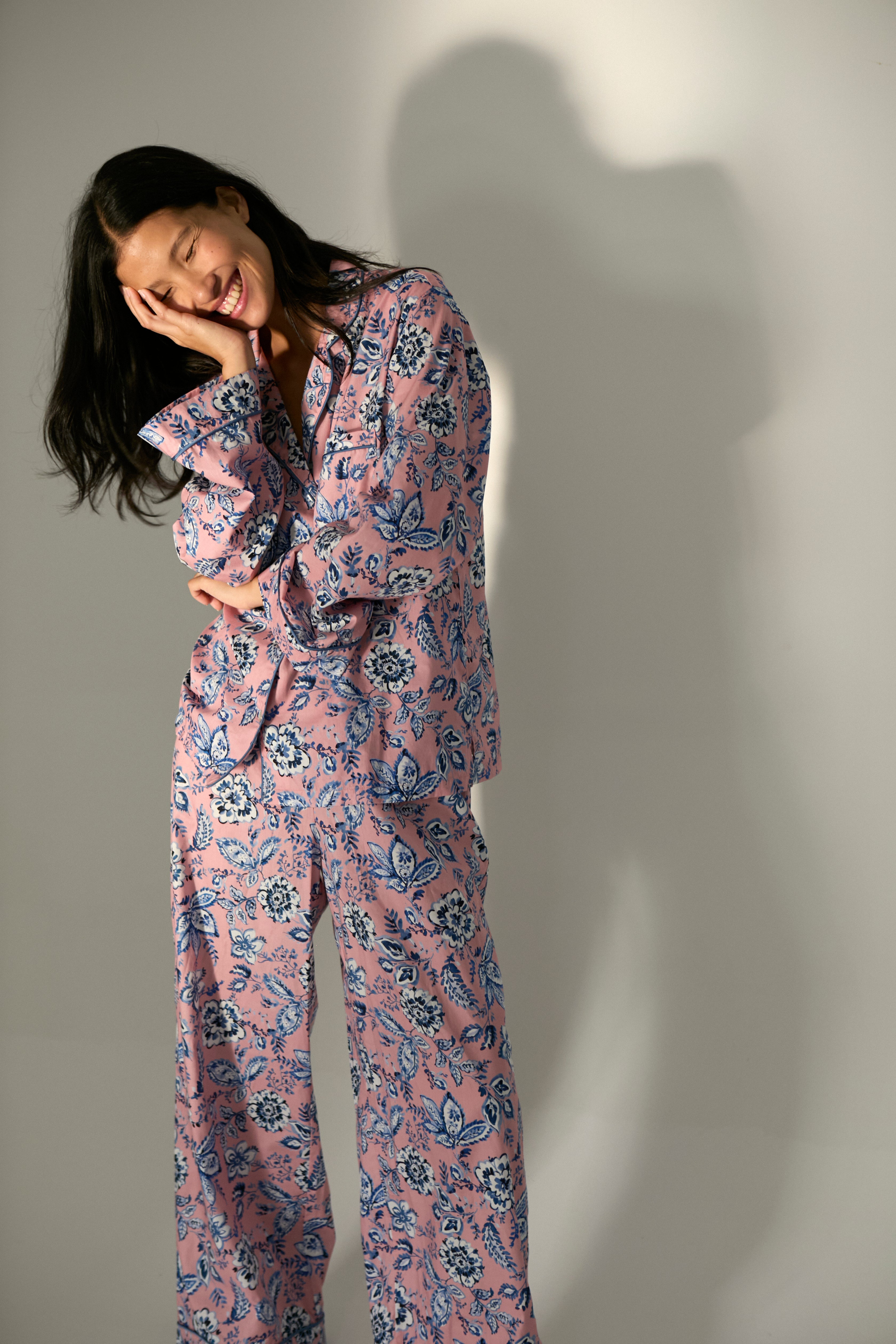 Pijama Boyfriend Blue Rose 100% algodón pima